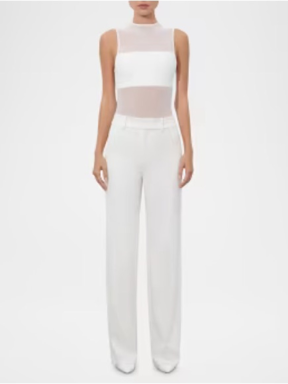 Alice + Olivia Wide-Leg High-Rise White Trousers